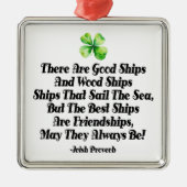 Irish Friendship Ships Proverb Four Leaf Clover Ornament Aus Metall (Vorne)