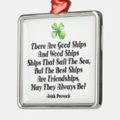 Irish Friendship Ships Proverb Four Leaf Clover Ornament Aus Metall (Links)