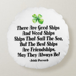 Irish Friendship Ships Proverb Four Leaf Clover  Rundes Kissen