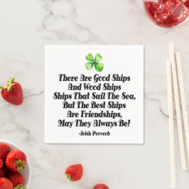 Irish Friendship Ships Proverb Four Leaf Clover  Serviette