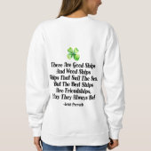 Irish Friendship Ships Proverb Four Leaf Clover  Sweatshirt (Rückseite)