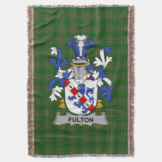Irish Fulton Coat of Arms Familienwappen Irland Decke (Vorderseite Vertikal)