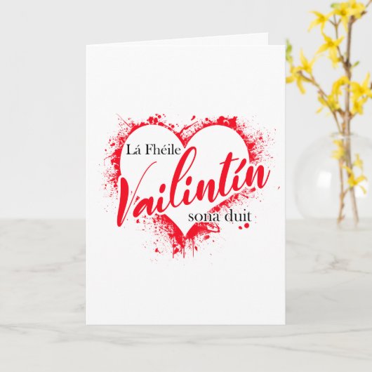 Irish Gaeilge Valentinstag Karte (Gelbe Blume)
