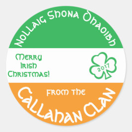 Irish Gaelic Frohe Weihnachten Personalisiert Runder Aufkleber
