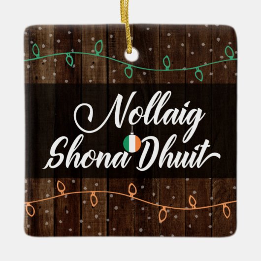 Irish Gaelic Merry Christmas Nollaig Shona Dhuit Keramikornament (Vorderseite)