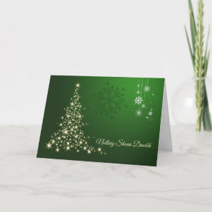 Irish Gaelic Weihnachten, grüner goldener Schaumba Feiertagskarte