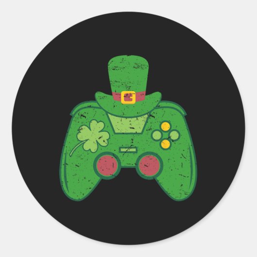 Irish Gamer Boys Videospiel-Controller St. Patrick Runder Aufkleber (Vorderseite)