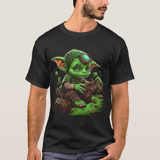 Irish Gamer St. Patrick´s Day Gaming Goblin Leprec T-Shirt (Vorderseite)