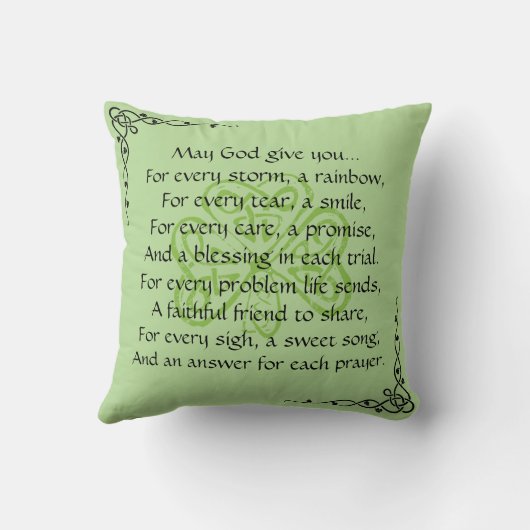 Irish Gebet keltic Border Throw Kissen (Rückseite)