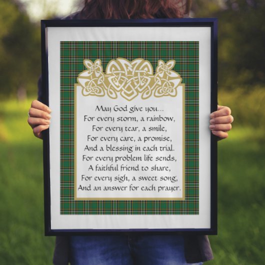 Irish Gebet keltic Border und Tartan Poster