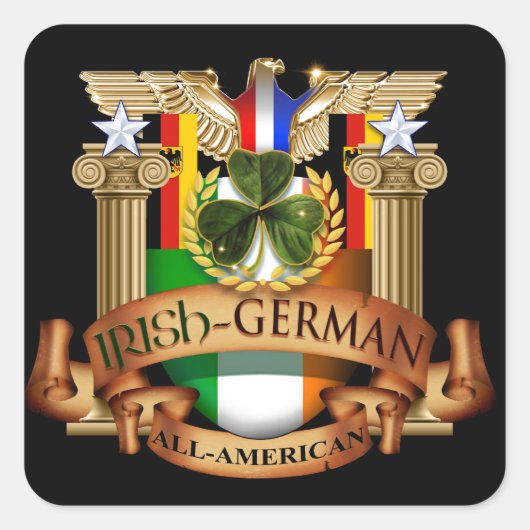 Irish German All-American Quadratischer Aufkleber (Vorderseite)