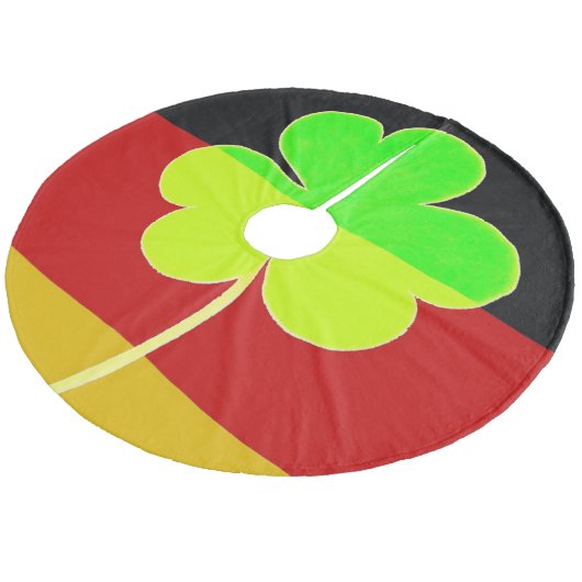 Irish German Flag Kleeblatt Clover St. Patrick Fleece Weihnachtsbaumdecke (Schrägansicht)