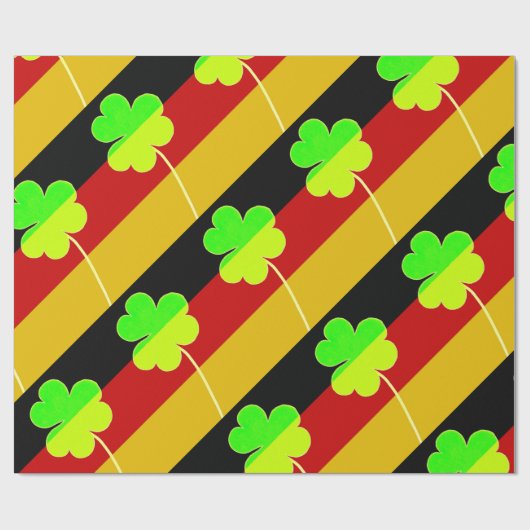 Irish German Flag Kleeblatt Clover St Patrick Fun Geschenkpapier (Flach)