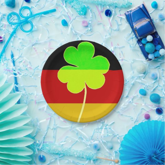 Irish German Flag Kleeblatt Clover St Patrick Fun Pappteller (Party)