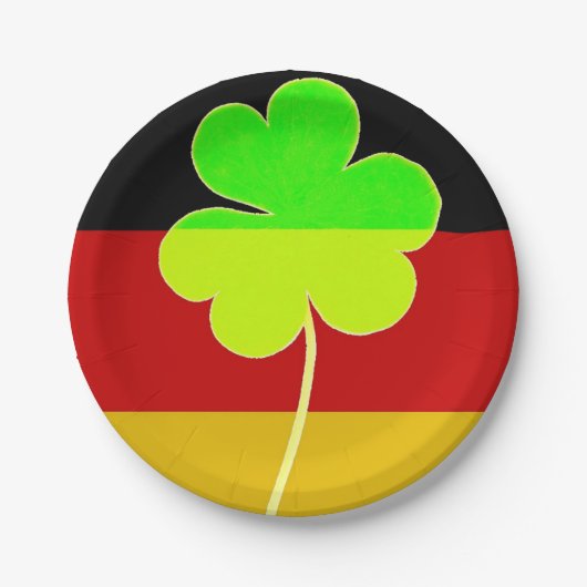Irish German Flag Kleeblatt Clover St Patrick Fun Pappteller (Vorderseite)