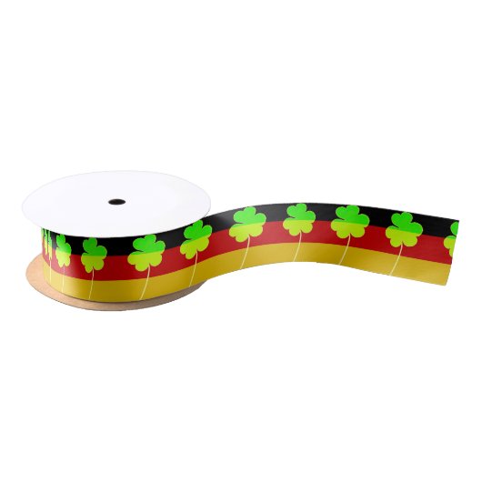 Irish German Flag Kleeblatt Clover St Patrick Fun Satinband (Spule)