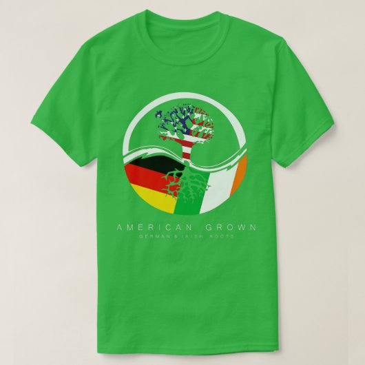 Irish German Roots American Grown with Flag T-Shirt (Design vorne)