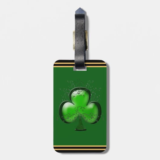 Irish Gift Kleeblatt Green Custom Personalisiert Gepäckanhänger (Rückseite vertikal)