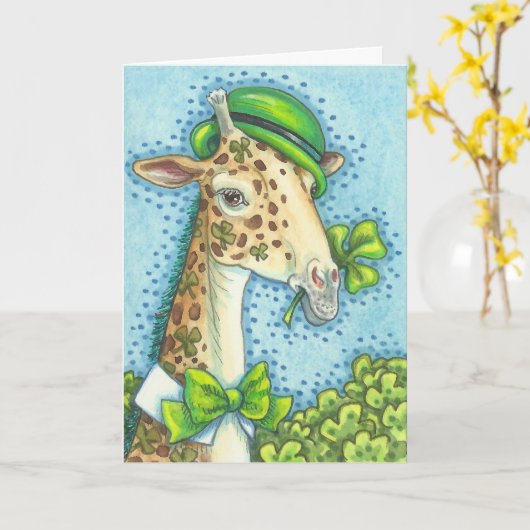IRISH GIRAFFE ST. PATRICK'S DAY GREETING CARD KARTE (Gelbe Blume)