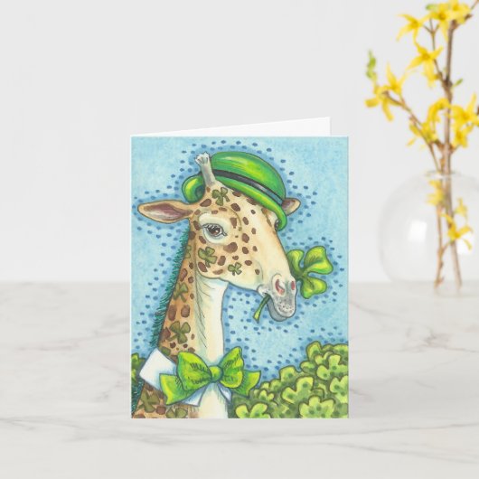 IRISH GIRAFFE ST. PATRICK'S DAY NOTE CARD KARTE (Gelbe Blume)