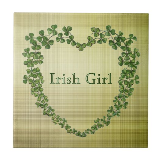 Irish Girl Kleeblatt Heart Fliese (Vorderseite)