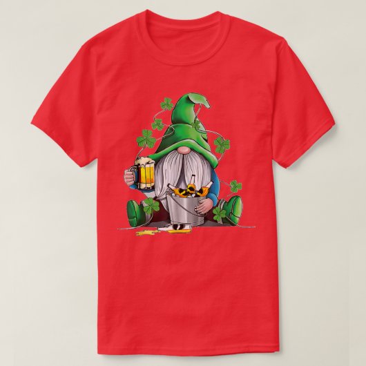 Irish Gnome Drink Beer Lucky Kleeblatt Gnome St Pa T-Shirt (Design vorne)