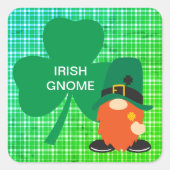 Irish Gnome Kleeblatt St Patrick's Quadratischer Aufkleber (Vorderseite)