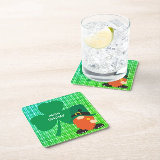 Irish Gnome Kleeblatt St Patricks Rechteckiger Pappuntersetzer (Vor Ort)