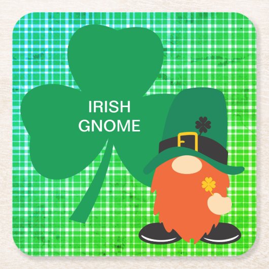 Irish Gnome Kleeblatt St Patricks Rechteckiger Pappuntersetzer (Vorderseite)
