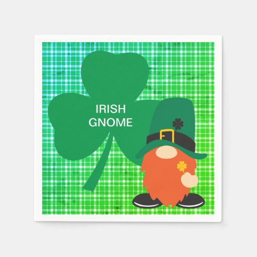 Irish Gnome Kleeblatt St Patricks Standard Cocktai Serviette (Vorderseite)