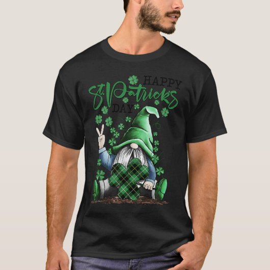 Irish Gnome Lucky Plaid Shamrock Leprechaun St Pat T-Shirt (Vorderseite)