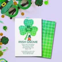Irish Gnome Monogram Kleeblatt St Patricks Einladu