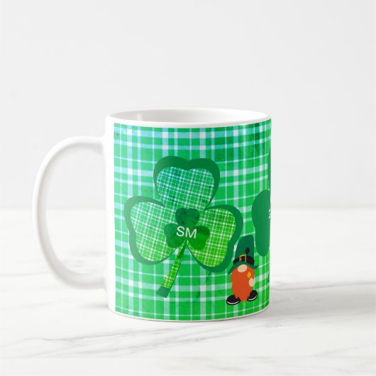 Irish Gnome Monogram Kleeblatt St Patricks Kaffeetasse (Links)