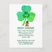 Irish Gnome Monogram Kleeblatt St Patricks Postkarte (Vorderseite)