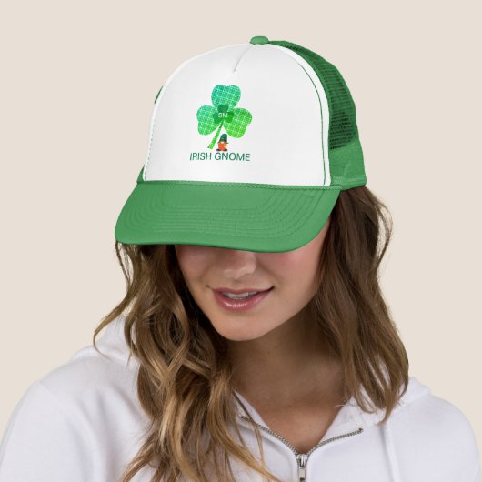Irish Gnome Monogram Kleeblatt St Patricks Truckerkappe (Beispiel)