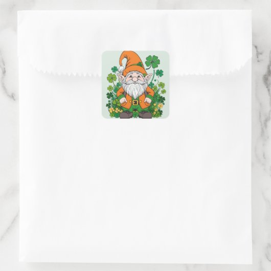 Irish Gnome Quadratischer Aufkleber (Tasche)