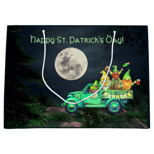 Irish Gnomes and Full Moon St. Patrick's Day Große Geschenktüte (Vorderseite)
