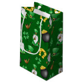 IRISH GNOMES KLEEBLATTS HORSESHOES GOLD POTS KLEINE GESCHENKTÜTE (Rückseite Schrägansicht)