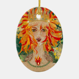 Irish Goddess Eire Fiery Redhead Ginger Fire Queen Keramik Ornament