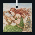 Irish Goddess Playing Harp – Celtic Art Nouveau  Ornament Aus Glas<br><div class="desc">Celebrate Celtic mythology with this elegant illustration of an Irish goddess playing the harp. Inspired by Art Nouveau linework and traditional Celtic knot designs, this artwork captures the flowing beauty, music, and mysticism associated with ancient Ireland. The intricate decorative patterns, graceful figure, and symbolic harp evoke the spirit of Irish...</div>