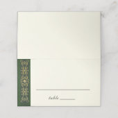 Irish Gold Dark Green Creative Artwork Wedding Platzkarte (Außenseite Aufgefaltet)