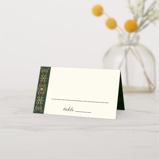 Irish Gold Dark Green Creative Artwork Wedding Platzkarte (Vorderseite)
