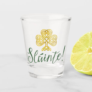 Irish Gold Kleeblatt Sklainte! Schnapsglas