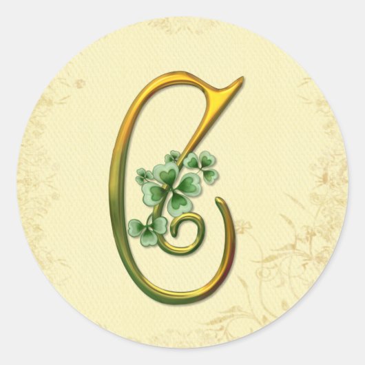 Irish Gold Monogram C Runder Aufkleber (Vorderseite)