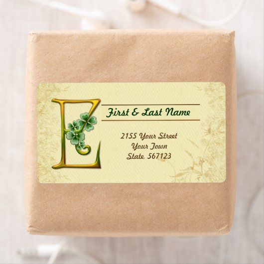 Irish Gold Monogram E Label (Insitu)