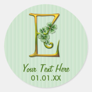 Irish Gold Monogram E Runder Aufkleber