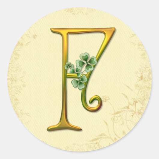 Irish Gold Monogram F Runder Aufkleber (Vorderseite)