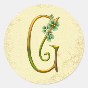 Irish Gold Monogram G Runder Aufkleber