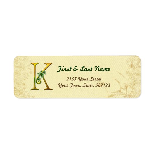 Irish Gold Monogram K Label (Vorne)