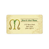 Irish Gold Monogram M Label Adressaufkleber (Vorne)